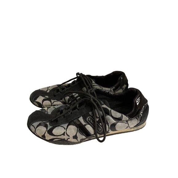 Coach Signature Katelyn Jacquard Logo Lace Up Sneakers black Women's Size 7 - Picture 3 of 9